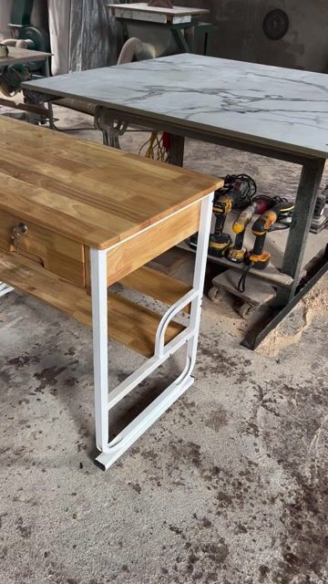 Bàn làm việc Gỗ cao su, Sắt 100x50x75cm. Mua bán Bàn ghế tại Thành phố Biên Hòa Đồng Nai được đăng bởi thiên hoàng phát hình 1
