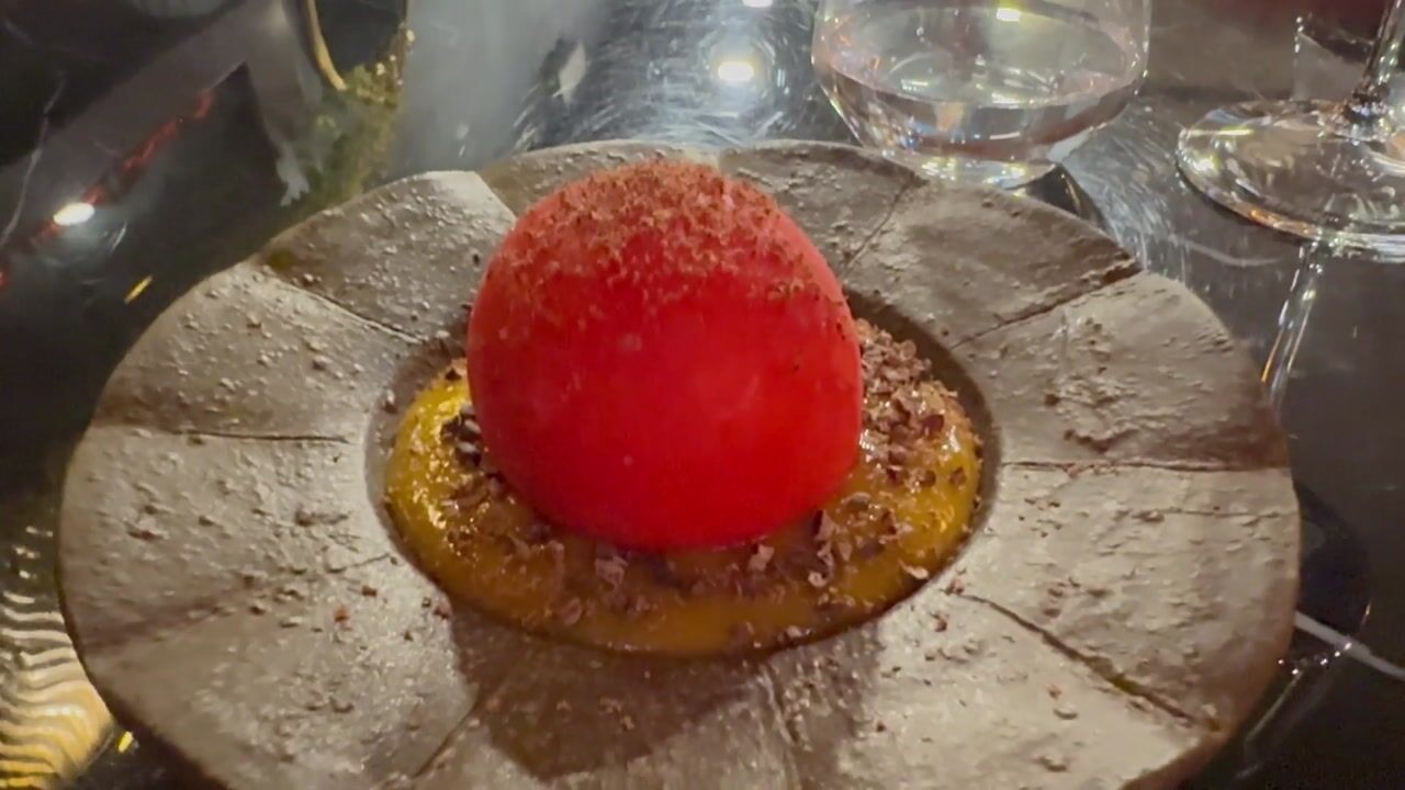 Audax Funchal: red berry sorbet dessert: video from Audax, Madeira