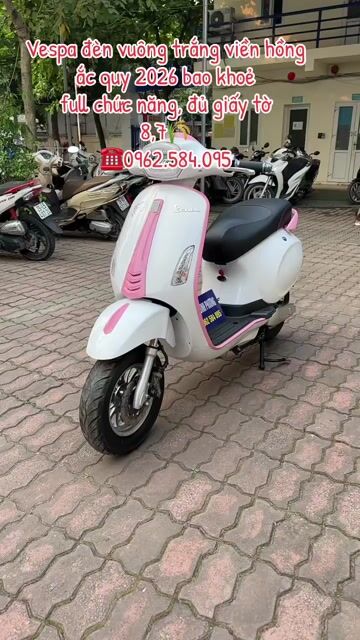 Xe máy điện Vespa Vespa đèn vuông Trắng hồng. Mua bán Xe máy tại Quận Cầu Giấy Hà Nội được đăng bởi Xe điện Bình Phương hình 1