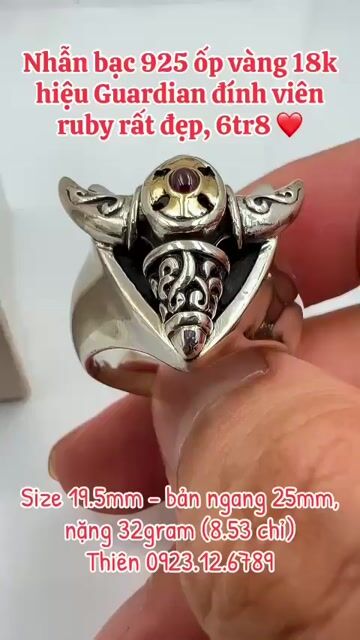 Nhẫn bạc 925 ốp vàng 18k hiệu Guardian. Mua bán Phụ kiện thời trang khác tại Quận 12 Tp Hồ Chí Minh được đăng bởi An Nhiên  hình 1