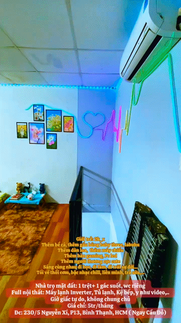 Cho thuê Phòng trọ Quận Bình Thạnh Tp Hồ Chí Minh diện tích 35 m² giá 4,8 triệu/tháng