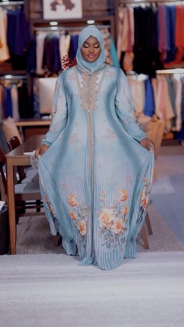Pleated Floral Embroidered Abaya