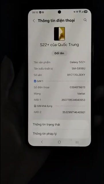 Samsung Galaxy S22+ 128GB Đen Đã sử dụng. Mua bán Điện thoại tại Thị xã Tân Uyên Bình Dương được đăng bởi Trung Võ hình 1