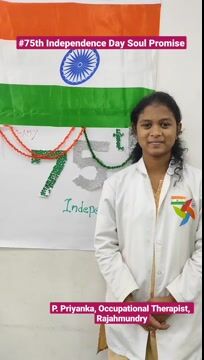 Pinnacle Blooms Network 75th Independence Day Promise by Petta Priyanka, Occupational Therapist of Pinnacle @ Rajhamundary in English