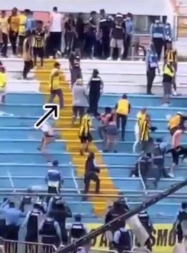 Cop Gets Kicked Down Stairs at Soccer Game
