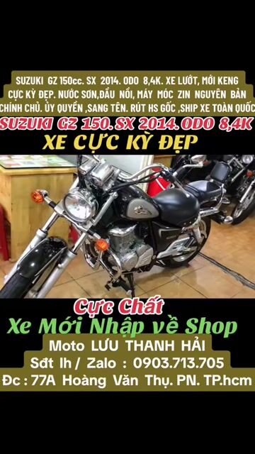 SUZUKI GZ 150.SX 2014.ODO 8,4K.XE ĐẸP, MÁY MÓC ZIN. Mua bán Xe máy tại Quận Phú Nhuận Tp Hồ Chí Minh được đăng bởi MOTO LUU THANH HAI  77A hình 1