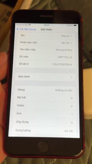iPhone 8 Plus 64GB Đỏ. Mua bán Điện thoại tại Quận Cầu Giấy Hà Nội được đăng bởi Thắng hình 1