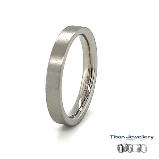 3mm Womens Flat Brushed Titanium Wedding Ring Video 2