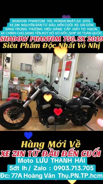 SHADOW 750.HONDA NHẬT.SX2010.ZIN NGUYÊN BẢN TỪ A-Z. Mua bán Xe máy tại Quận Phú Nhuận Tp Hồ Chí Minh được đăng bởi MOTO LUU THANH HAI  77A hình 1