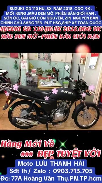 SUZUKI GD 110cc.SX NĂM 2018. ODO  9K. ĐEN MỜ..ZIN. Mua bán Xe máy tại Quận Phú Nhuận Tp Hồ Chí Minh được đăng bởi MOTO LUU THANH HAI  77A hình 1