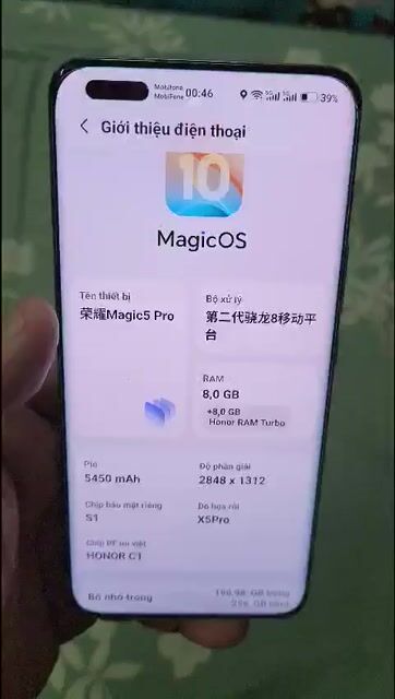 Honor Magic 5 Pro 16GB/256GB 98%. Mua bán Điện thoại tại Quận 6 Tp Hồ Chí Minh được đăng bởi trần kim long hình 1