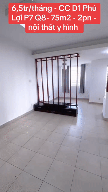 Cho thuê Căn hộ Chung cư Khu dân cư Phú Lợi Quận 8 Tp Hồ Chí Minh diện tích 75 m² giá 6,5 triệu/tháng