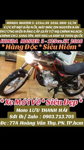 HONDA  MASTER 3-125cc. SX  2016. ODO 12,7K.CỰC ĐẸP. Mua bán Xe máy tại Quận Phú Nhuận Tp Hồ Chí Minh được đăng bởi MOTO LUU THANH HAI  77A hình 1