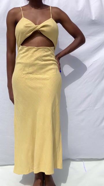 FASHION NOVA Yellow Cut out dress