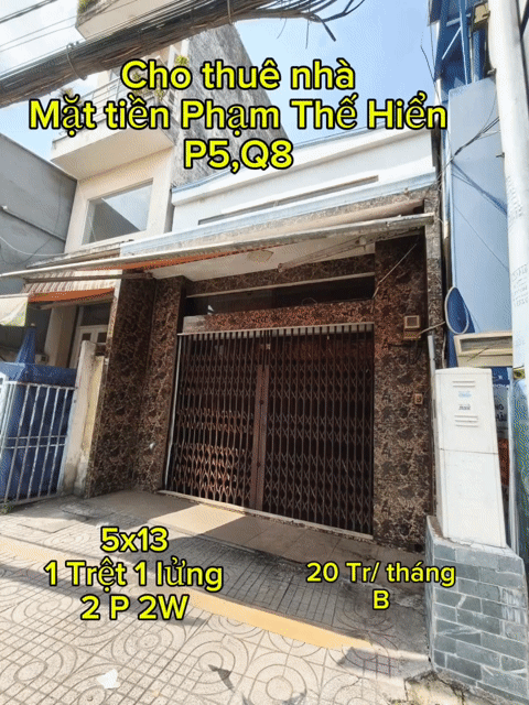Cho thuê Nhà ở Quận 8 Tp Hồ Chí Minh diện tích 65 m² giá 20 triệu/tháng