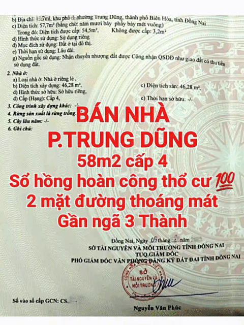 Mua bán Nhà ở Thành phố Biên Hòa Đồng Nai diện tích 58 m² giá 2,45 tỷ