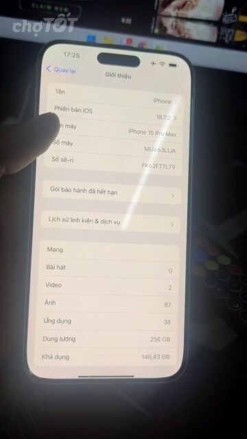Apple iPhone 15 Pro Max "bp" 256GB Xám. Mua bán Điện thoại tại Quận Phú Nhuận Tp Hồ Chí Minh được đăng bởi Huỳnh Quý hình 1