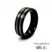 7mm Ridged Black Zirconium Ring with Twin Natural Bands 360 Video two