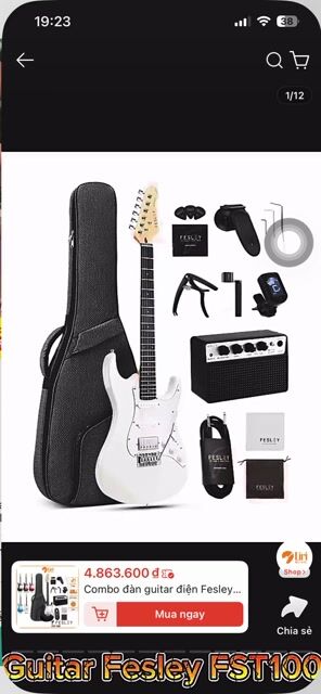 Đàn guitar điện Fesley Deluxe Đen, mỹ sản xuất. Mua bán Nhạc cụ tại Thành phố Thủ Dầu Một Bình Dương được đăng bởi Trịnh Hoàng hình 1