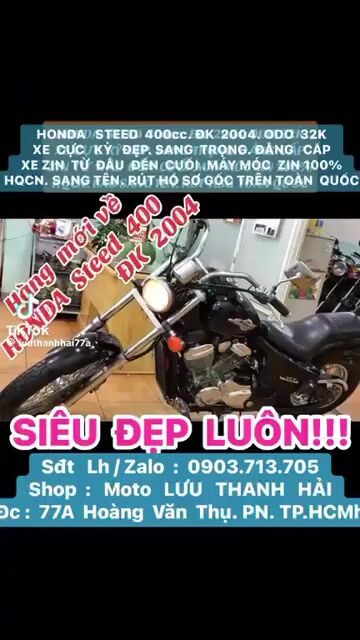 HONDA  STEED 400.ĐK 2004.ODO 32K.XE ZIN CHINHS CHỦ. Mua bán Xe máy tại Quận Phú Nhuận Tp Hồ Chí Minh được đăng bởi MOTO LUU THANH HAI  77A hình 1