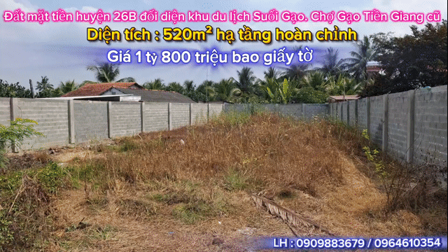 Mua bán Đất Huyện Chợ Gạo Tiền Giang diện tích 520 m² giá 1,8 tỷ