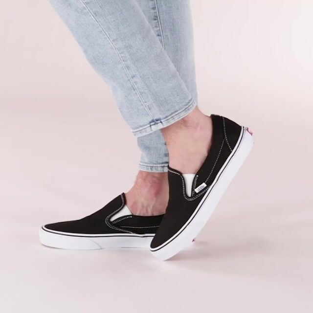 ladies black slip on vans