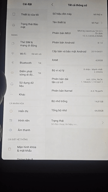 Xiaomi Mi Pad 4 4GB/64GB Đen Đã sử dụng. Mua bán Máy tính bảng tại Quận Bình Thạnh Tp Hồ Chí Minh được đăng bởi vinh trần hình 1
