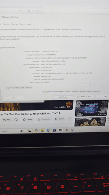 MSI GF63 Thin 11SC i5-11400H 15.6 inch 8GB/512GB . Mua bán Laptop tại Quận Đống Đa Hà Nội được đăng bởi CỬA HÀNG T STORE ĐIỆN THOẠI LAPTOP HÀ NỘI hình 1