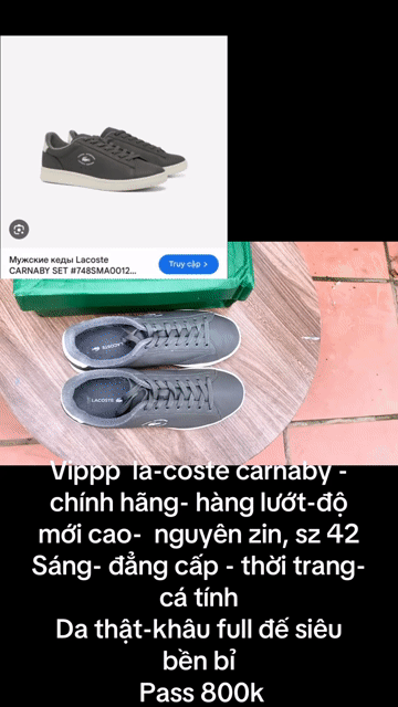 Giày thể thao Lacoste Carnaby Nam Da thật Xám 42. Mua bán Giày dép tại Huyện Phúc Thọ Hà Nội được đăng bởi Bon Shoes hình 1
