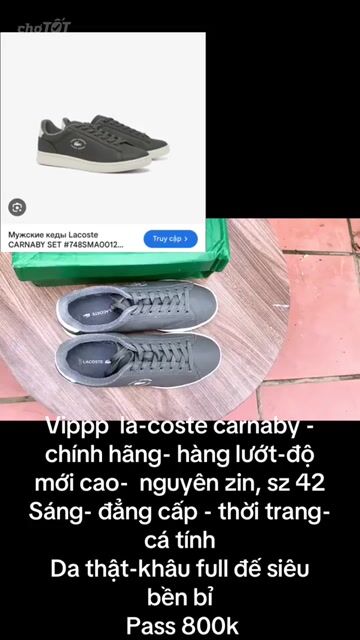 Giày thể thao Lacoste Carnaby Nam Da thật Xám 42. Mua bán Giày dép tại Huyện Phúc Thọ Hà Nội được đăng bởi Bon Shoes hình 1
