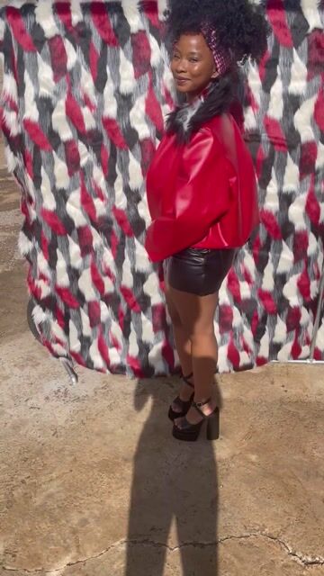 Reversible Red & Black Faux Leather x Fur