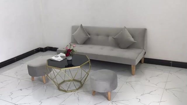 Bộ ghế Sofa bed giường màu xám nhung ở Bình Dương