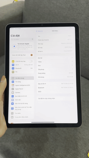 Apple iPad Air 5 64GB Xám. Mua bán Máy tính bảng tại Quận Hoàng Mai Hà Nội được đăng bởi Ly Ly hình 1