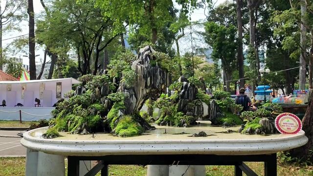 Hòn non bộ trên khay cạn kt 145x85x50. Mua bán Cây cảnh, đồ trang trí tại Quận 7 Tp Hồ Chí Minh được đăng bởi Non Bộ An Nhiên hình 1