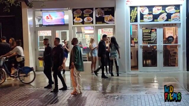 Clothed nightlife group, framing