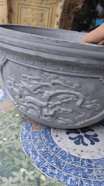 Chậu xi măng tròn xám 40cm chưa sơn. Mua bán Cây cảnh, đồ trang trí tại Huyện Chợ Gạo Tiền Giang được đăng bởi Thì Chơi Thích hình 1