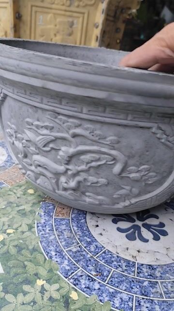 Chậu xi măng tròn xám 40cm chưa sơn. Mua bán Cây cảnh, đồ trang trí tại Huyện Chợ Gạo Tiền Giang được đăng bởi Thì Chơi Thích hình 1