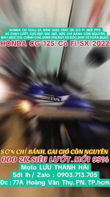 HONDA CG 125cc,SX 2022,ODO 2K. MỚI 99%.MÁY MÓC ZIN. Mua bán Xe máy tại Quận Phú Nhuận Tp Hồ Chí Minh được đăng bởi MOTO LUU THANH HAI  77A hình 1