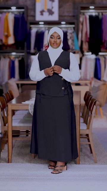 Black Wrap Vest & Skirt Set