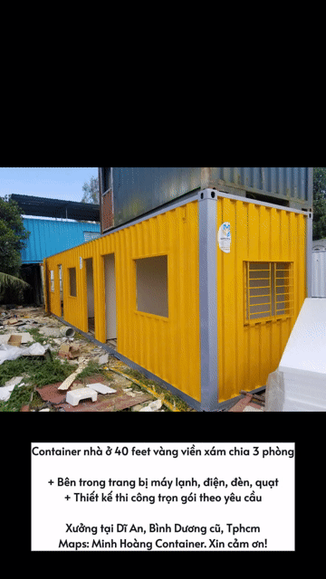 Container nhà ở 40f vàng viền xám chia 3 phòng. Mua bán Đồ chuyên dụng, Giống nuôi trồng tại Thành phố Dĩ An Bình Dương được đăng bởi Minh Hoàng Container hình 1