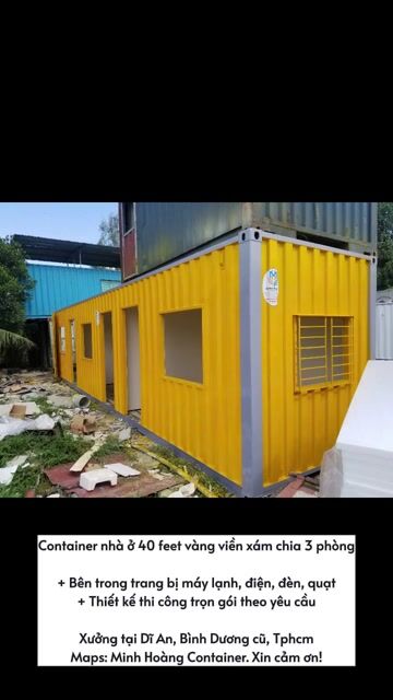 Container nhà ở 40f vàng viền xám chia 3 phòng. Mua bán Đồ chuyên dụng, Giống nuôi trồng tại Thành phố Dĩ An Bình Dương được đăng bởi Minh Hoàng Container hình 1