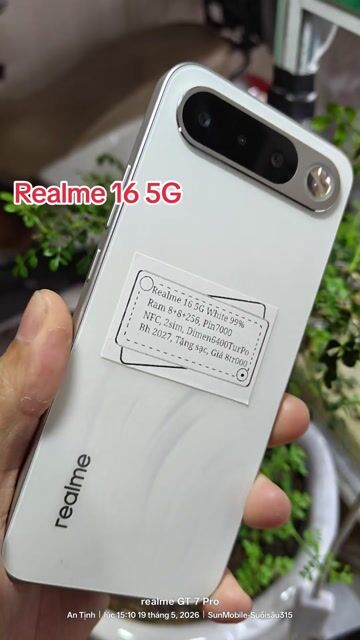 Realme 16 (5G) R8+256 Pin7000 Bh2027. Mua bán Điện thoại tại Huyện Trảng Bàng Tây Ninh được đăng bởi Sun Mobile Shop Điện Thoại Trảng Bàng Tây Ninh 01 hình 1