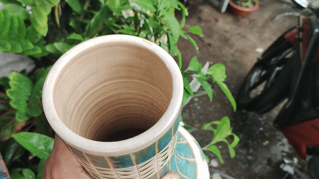 Bình hoa Gốm sứ Xanh Trắng Nâu 28cm. Mua bán Cây cảnh, đồ trang trí tại Quận 1 Tp Hồ Chí Minh được đăng bởi Gà Tre Phở QN TPHCM hình 1