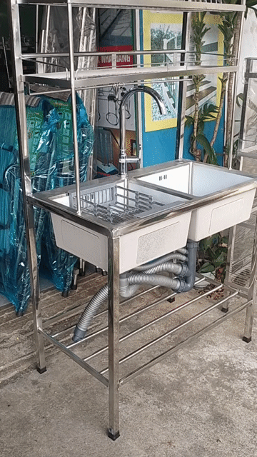 compo khung chậu rửa inox 45/82 giá rẻ . Mua bán Thiết bị vệ sinh, nhà tắm tại Quận Liên Chiểu Đà Nẵng được đăng bởi INOX Phúc Lợi hình 1