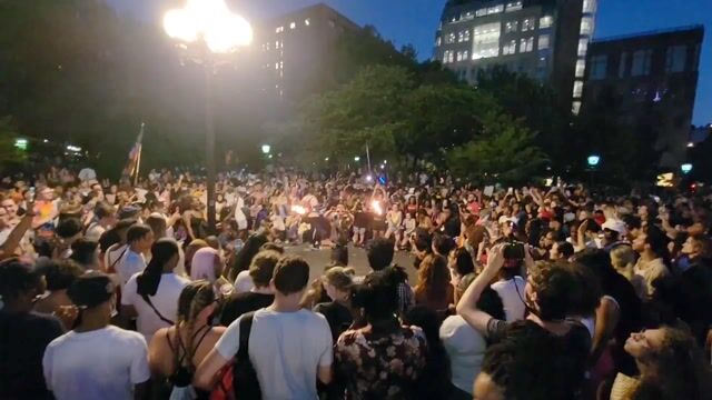 Night street party crowd