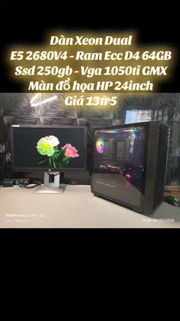 Dan PC xeon 2680V4 Ram D4 64gb màn 24 inch. Mua bán Máy tính để bàn tại Quận 3 Tp Hồ Chí Minh được đăng bởi Tiến Nguyễn hình 1