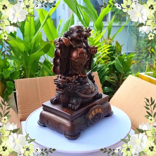 Tượng Phật Di Lặc Cưỡi Long Quy Trang Trí Cao 23cm. Mua bán Cây cảnh, đồ trang trí tại Quận Tân Bình Tp Hồ Chí Minh được đăng bởi Haven Store 247 hình 1