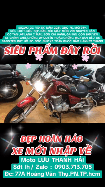 SUZUKI GZ 150.SX 2021.ODO 7K .HOÀN HẢO MỚI 98%.ZIN. Mua bán Xe máy tại Quận Phú Nhuận Tp Hồ Chí Minh được đăng bởi MOTO LUU THANH HAI  77A hình 1