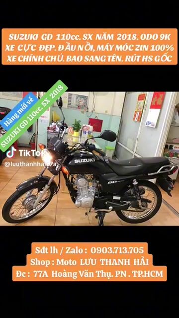 SUZUKI  GD 110.SX NĂM 2018.ODO 9K.CỰC ĐẸP.ZIN 100%. Mua bán Xe máy tại Quận Phú Nhuận Tp Hồ Chí Minh được đăng bởi MOTO LUU THANH HAI  77A hình 1