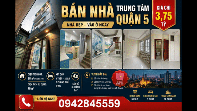Mua bán Nhà ở Quận 5 Tp Hồ Chí Minh diện tích 20 m² giá 3,75 tỷ
